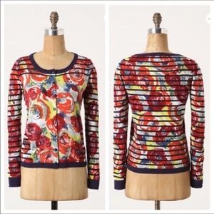 Anthropologie Sparrow Floral Cardigan Sweater sz S